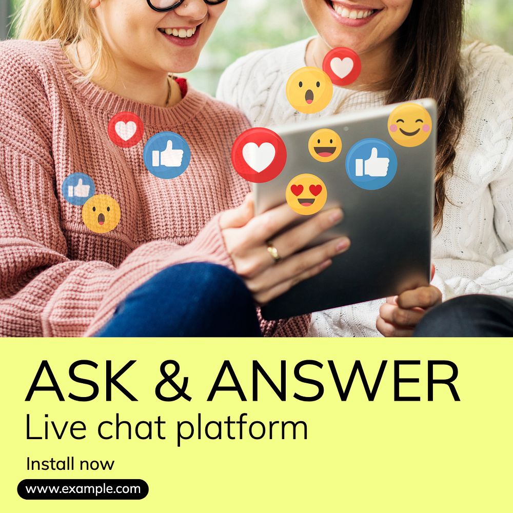 Ask & answer Instagram post template, editable text