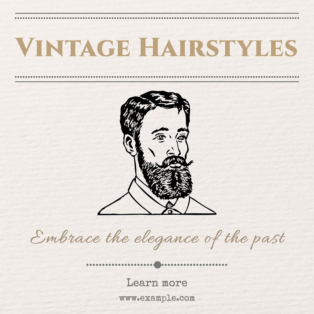 Vintage hairstyles Instagram post template, editable text