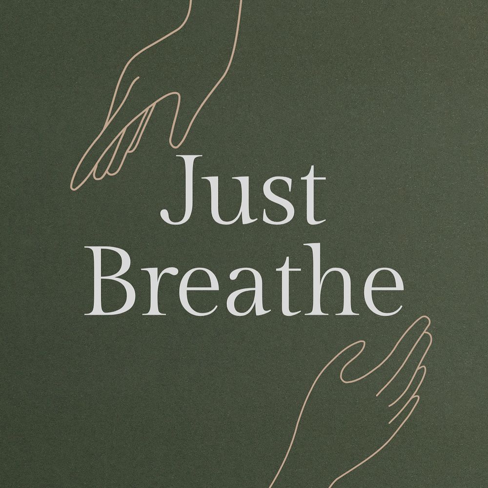 Just breathe Instagram post template, editable text