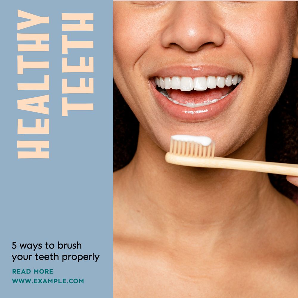 Healthy teeth Instagram post template, editable text