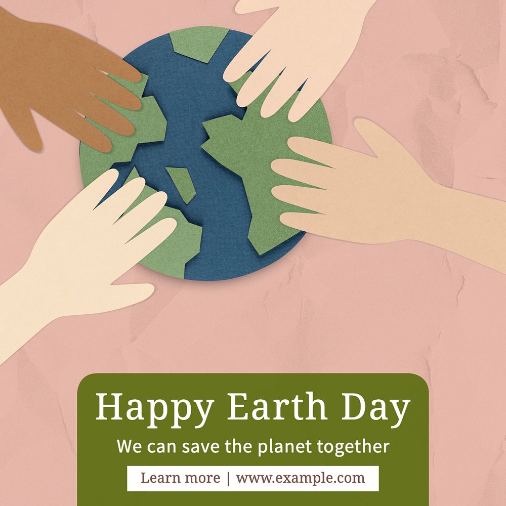 Happy earth day Instagram post template, editable text