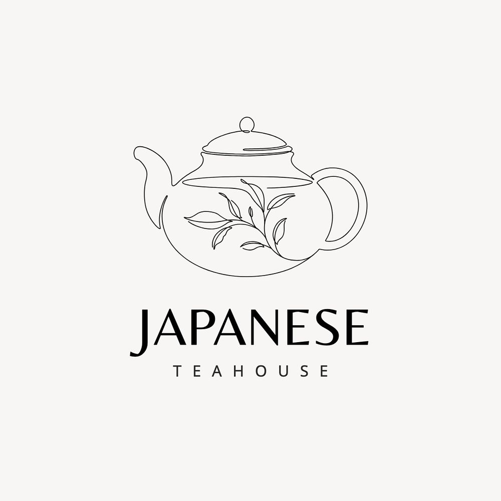 Japanese teahouse logo template, editable text