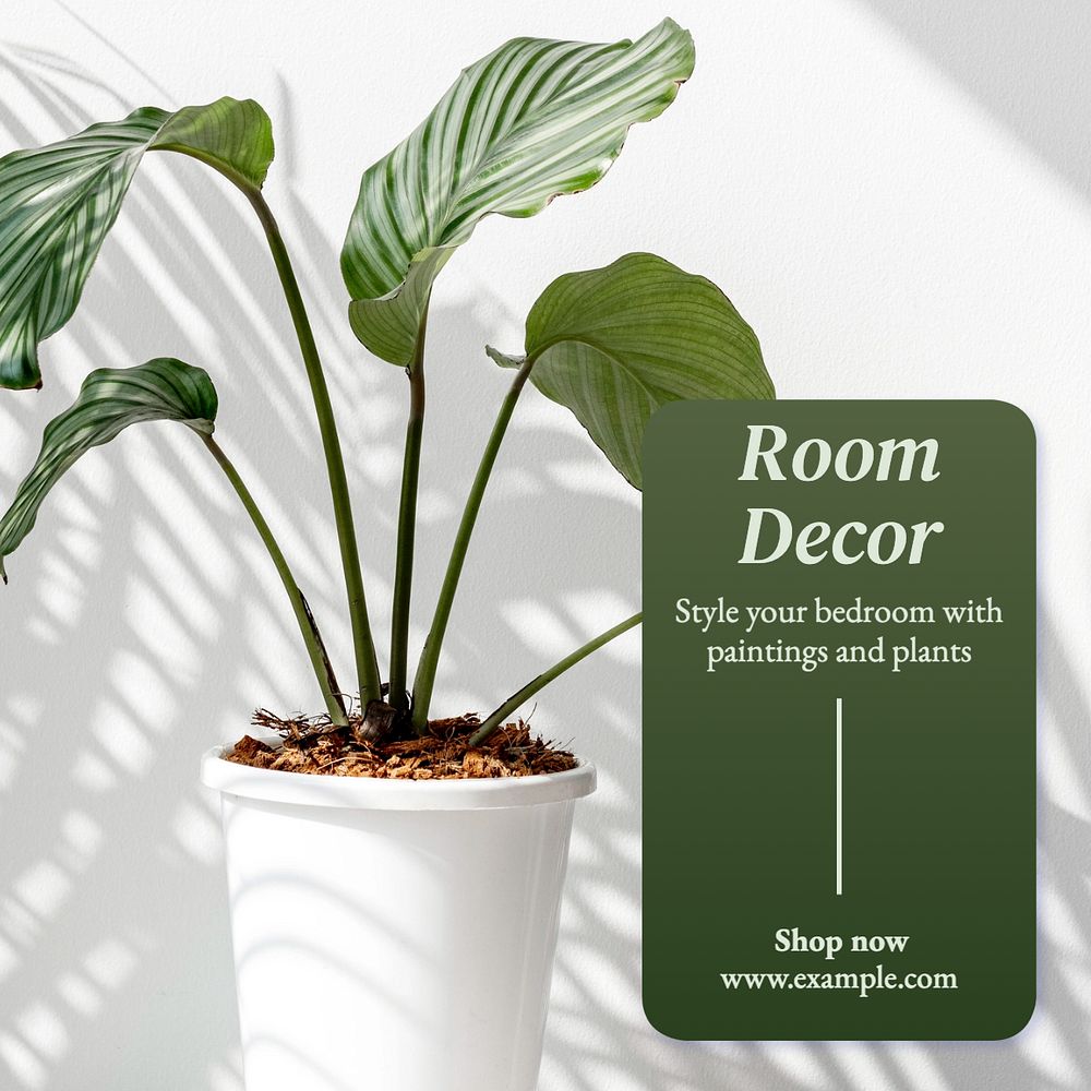 Room decoration Instagram post template, editable text