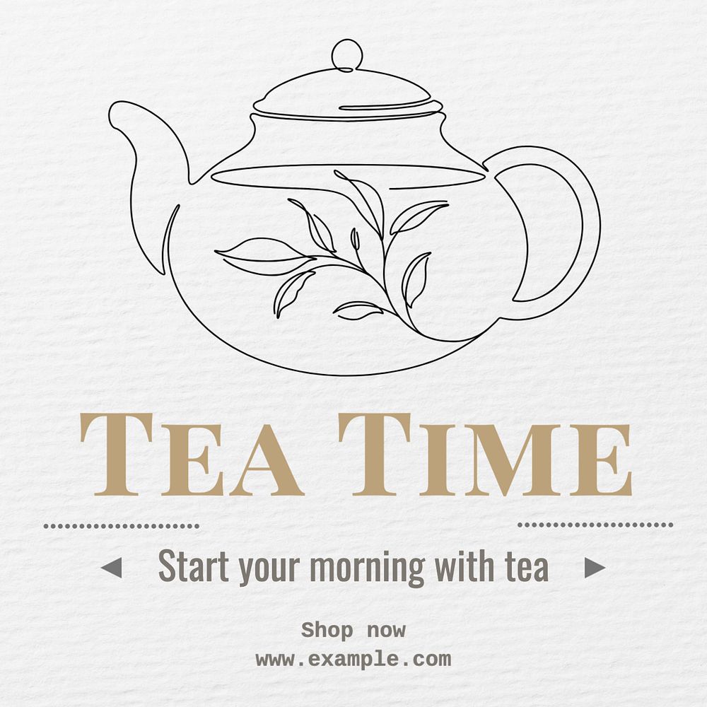 Tea time Instagram post template, editable text