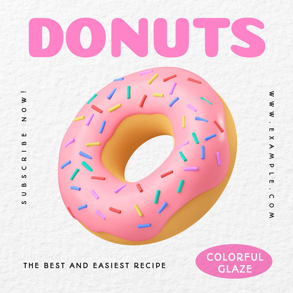 Donut recipe Instagram post template, editable text