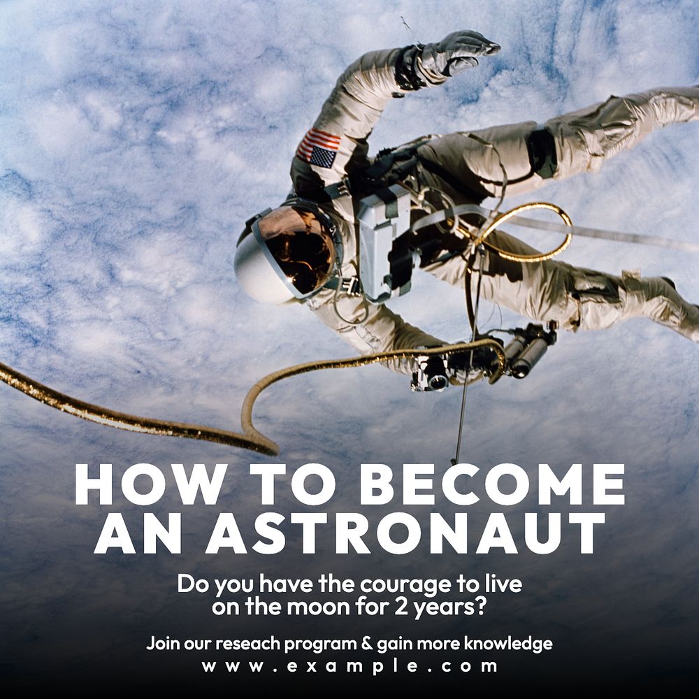 Become an astronaut Instagram post template, editable text