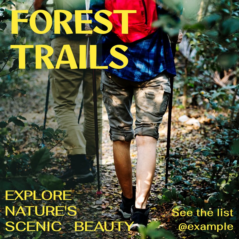 Forest trails Instagram post template, editable text