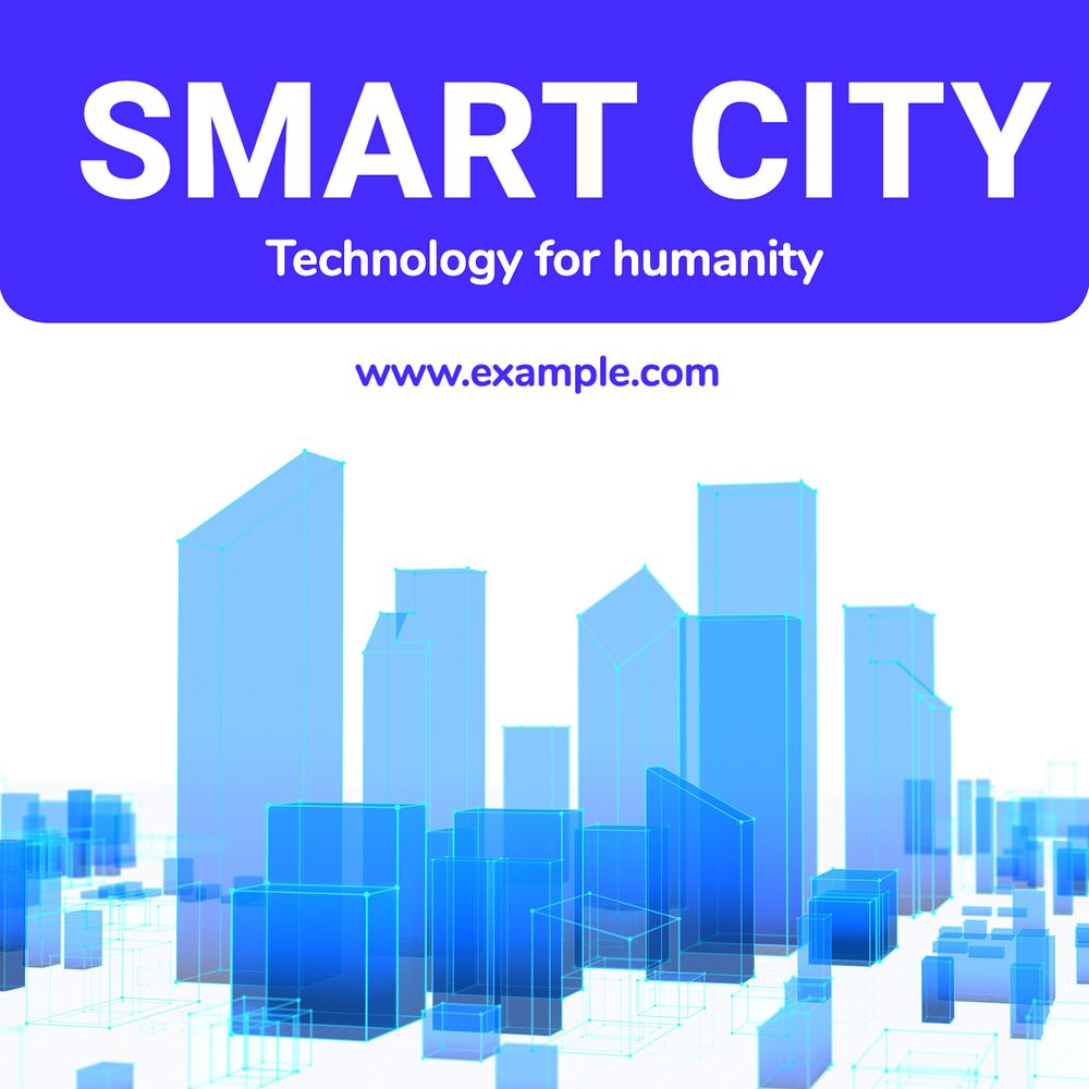 Smart city Instagram post template, editable text