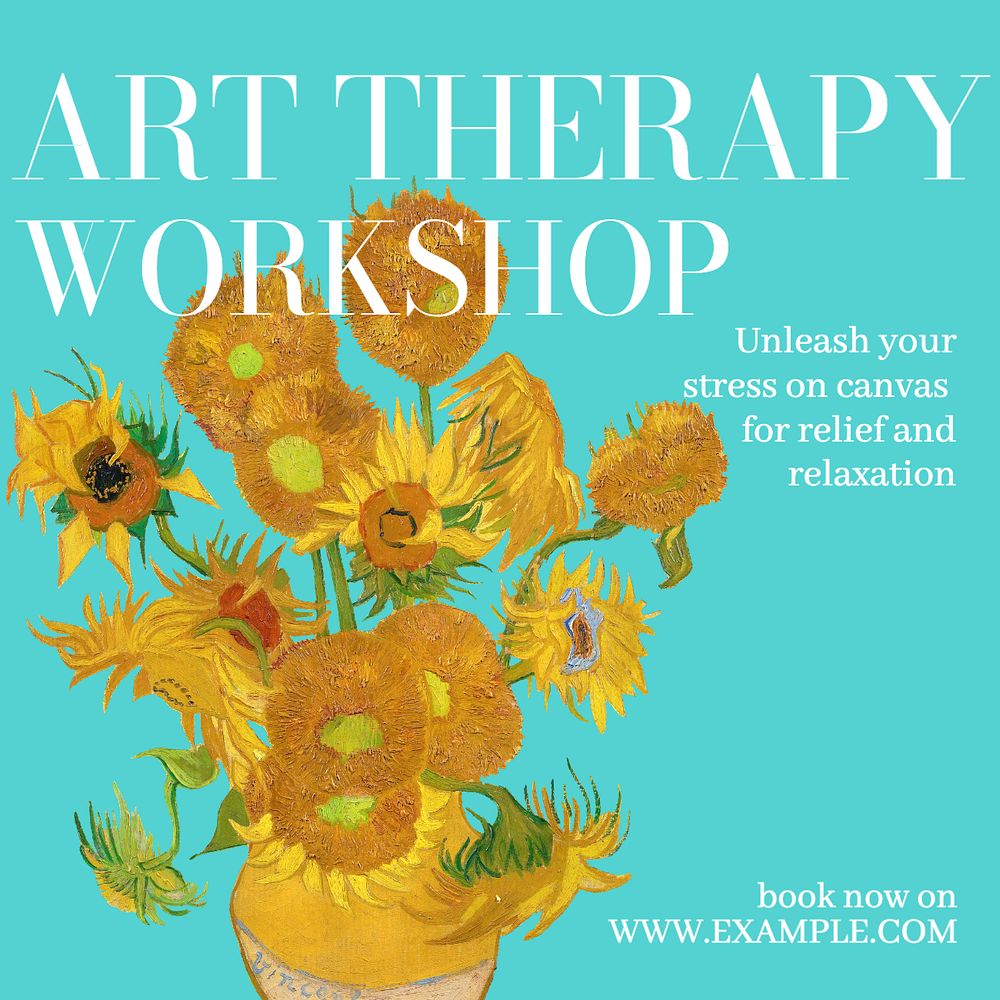 Art therapy Instagram post template, editable text