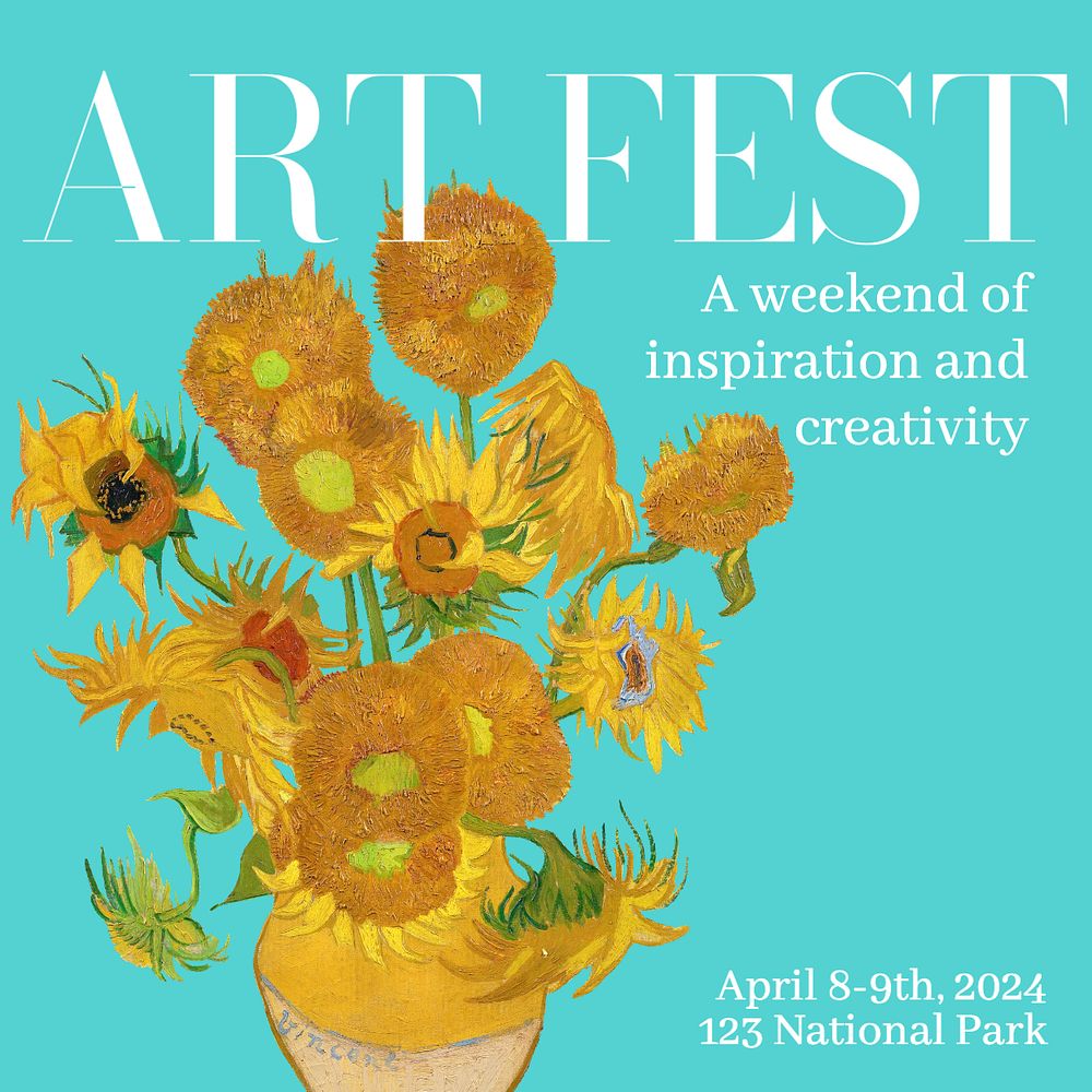 Art festival Instagram post template, editable text