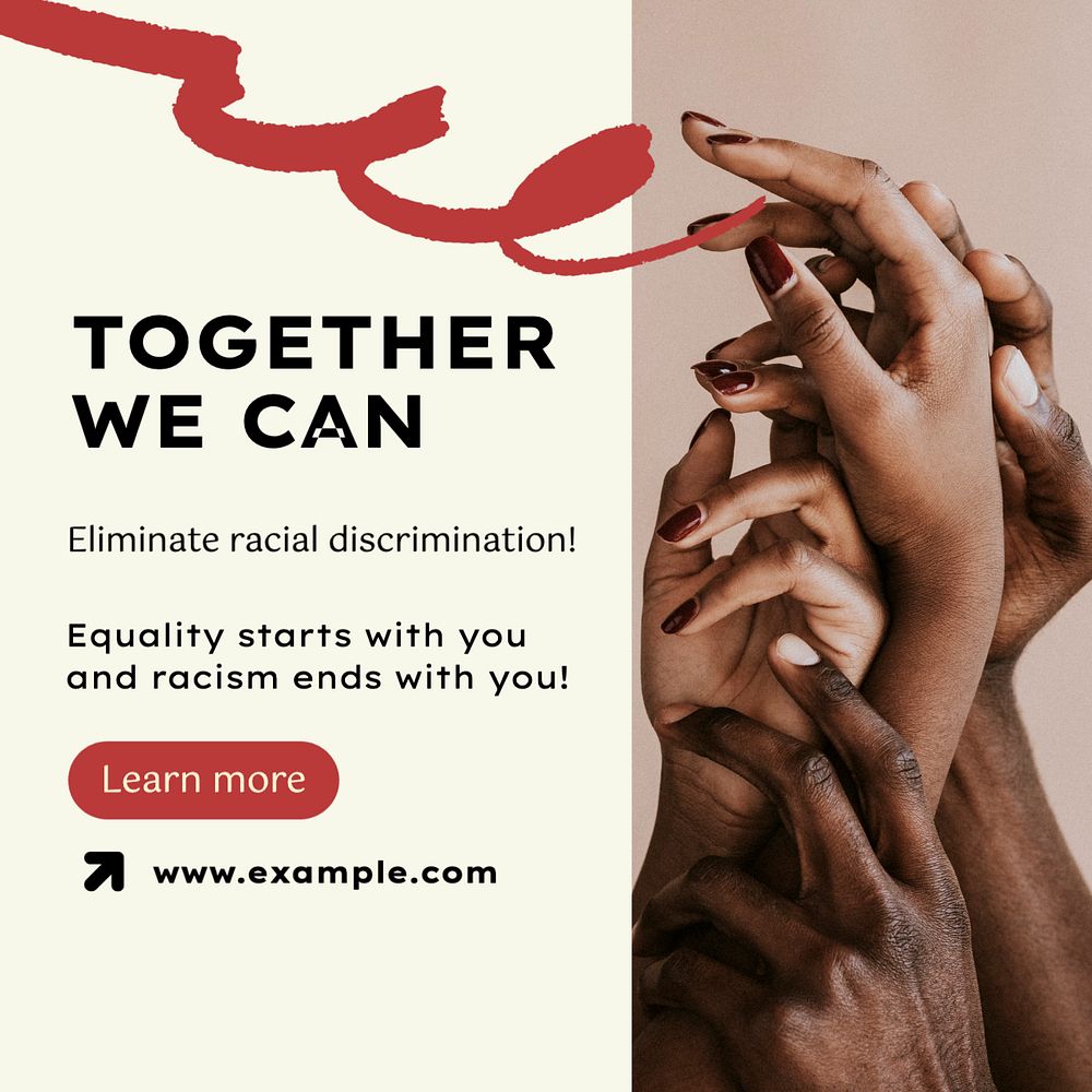 Eliminate racial discrimination Instagram post template, editable text