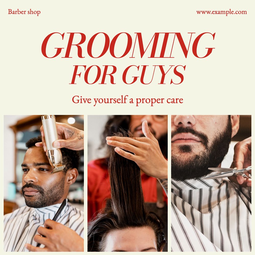 Male grooming Instagram post template, editable text