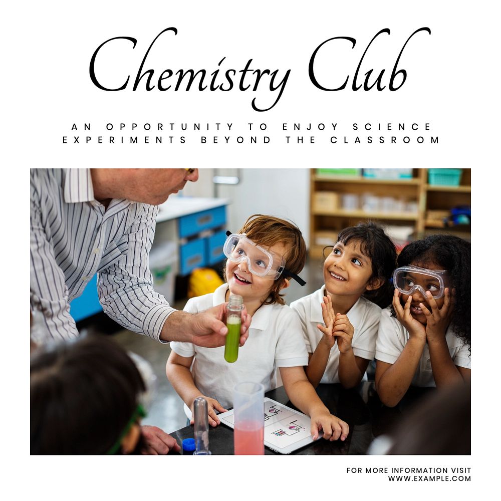 Chemistry club Instagram post template, editable text