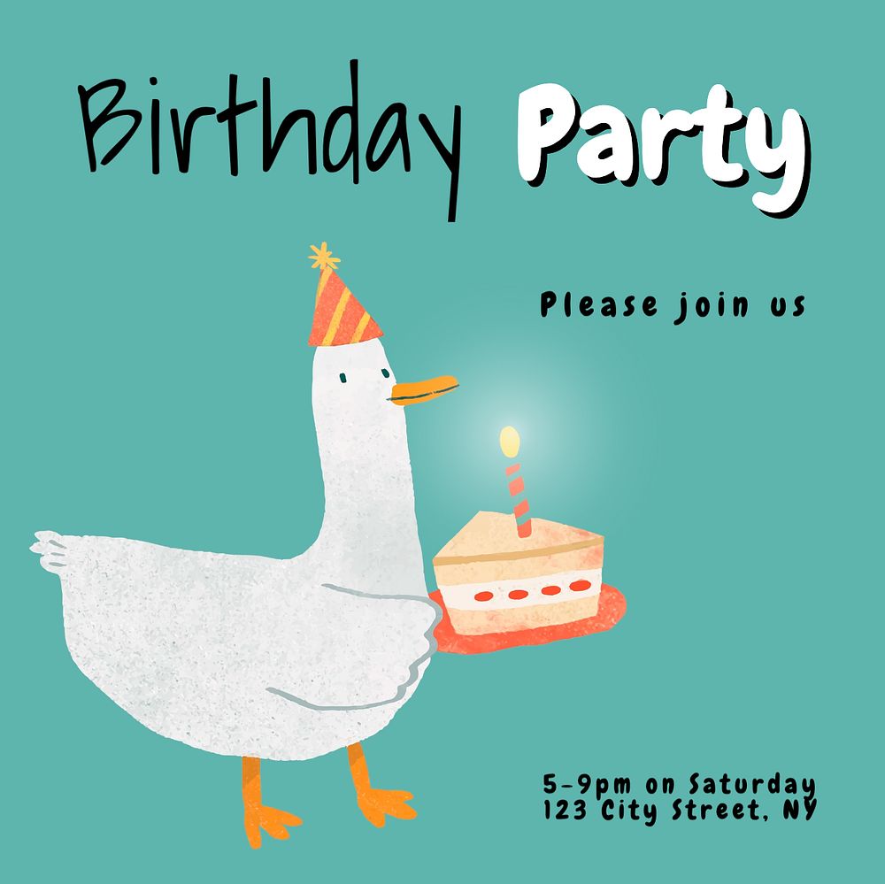 Birthday party Instagram post template, editable text