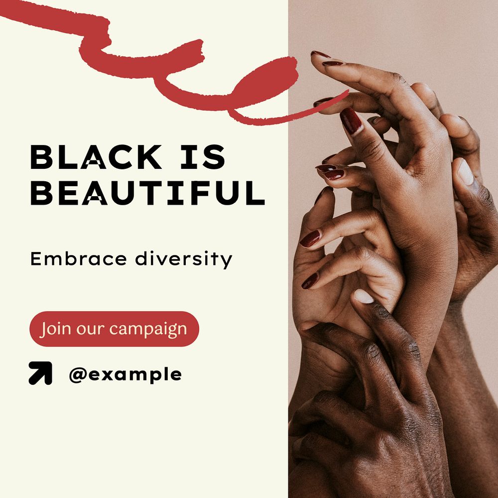 Black is beautiful Instagram post template, editable text