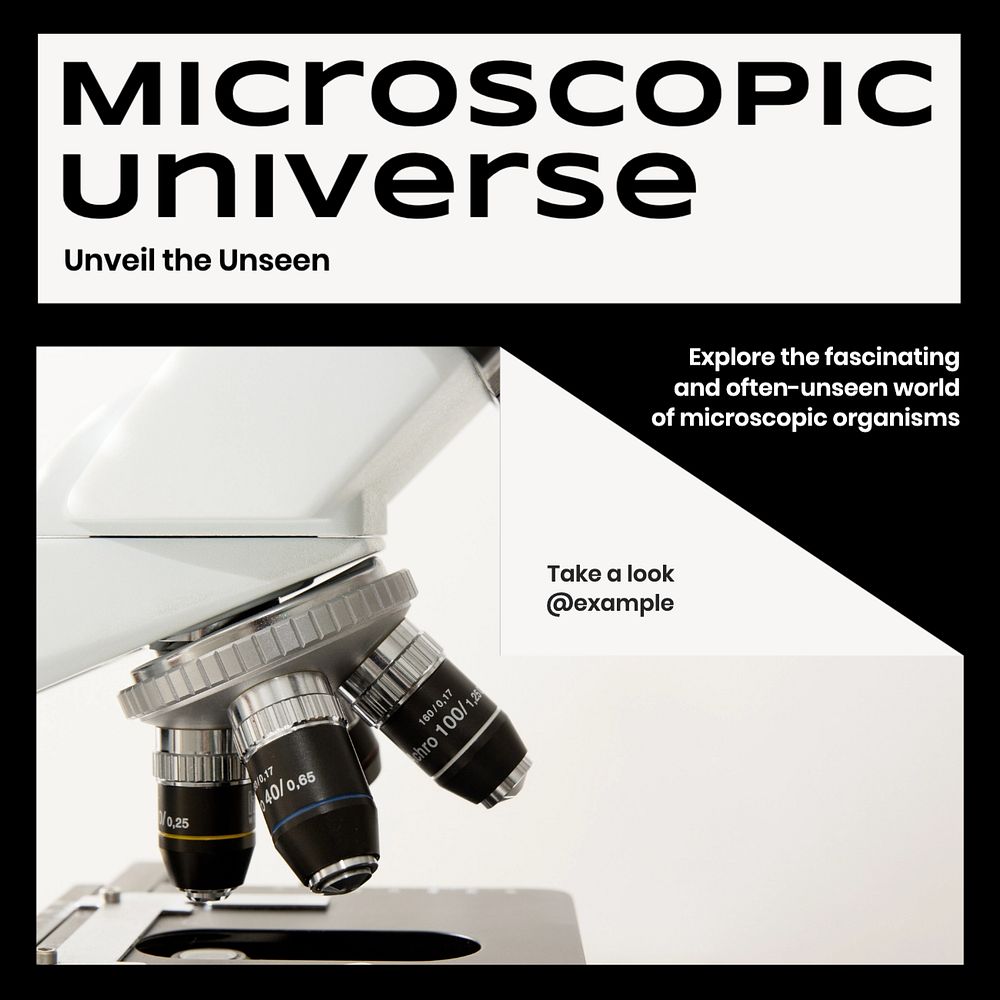 Microscopic Instagram post template, editable text