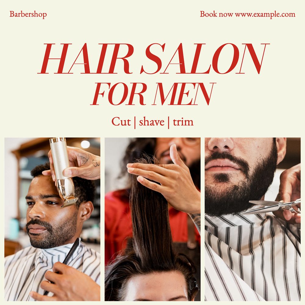 Men salon Instagram post template, editable text