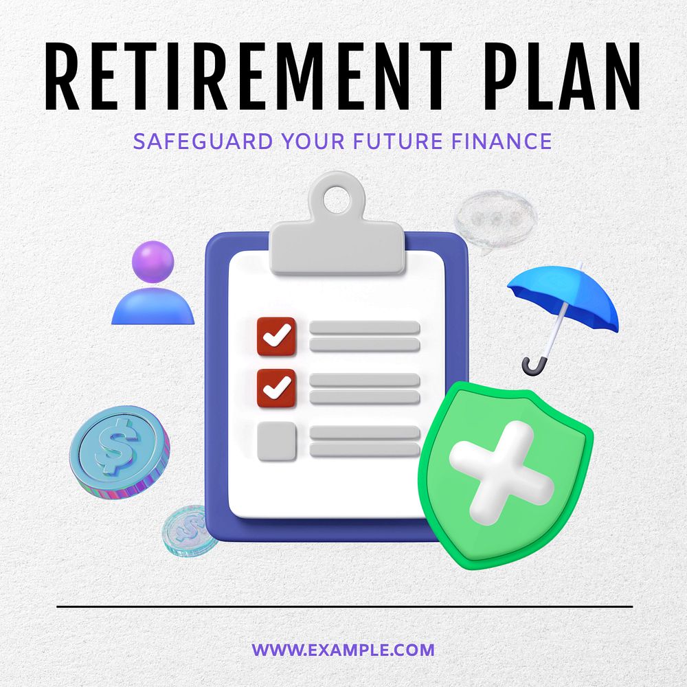 Retirement plan Instagram post template, editable text