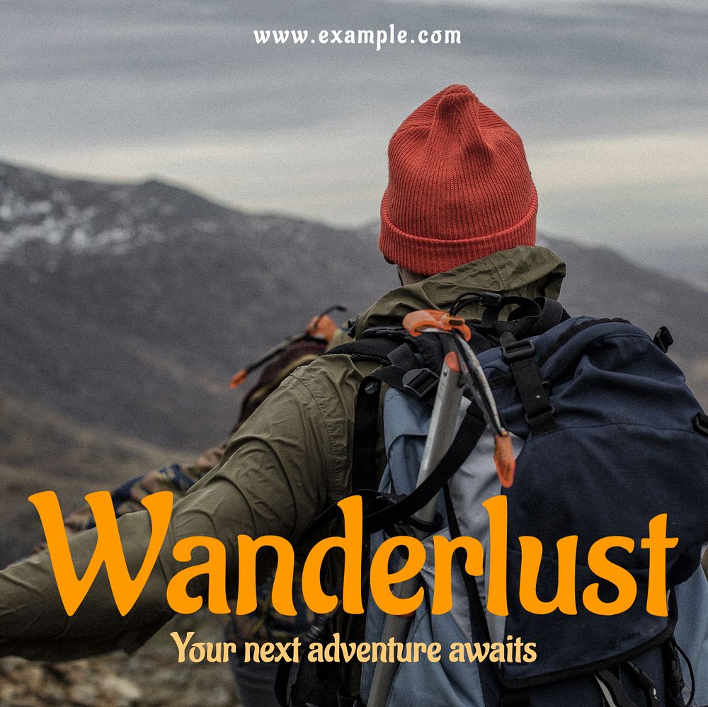 Wanderlust Instagram post template, editable text