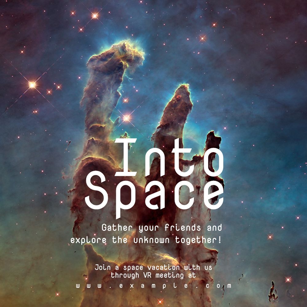 Into the space Instagram post template, editable text