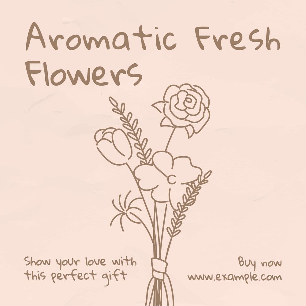 Fresh flowers Instagram post template, editable text
