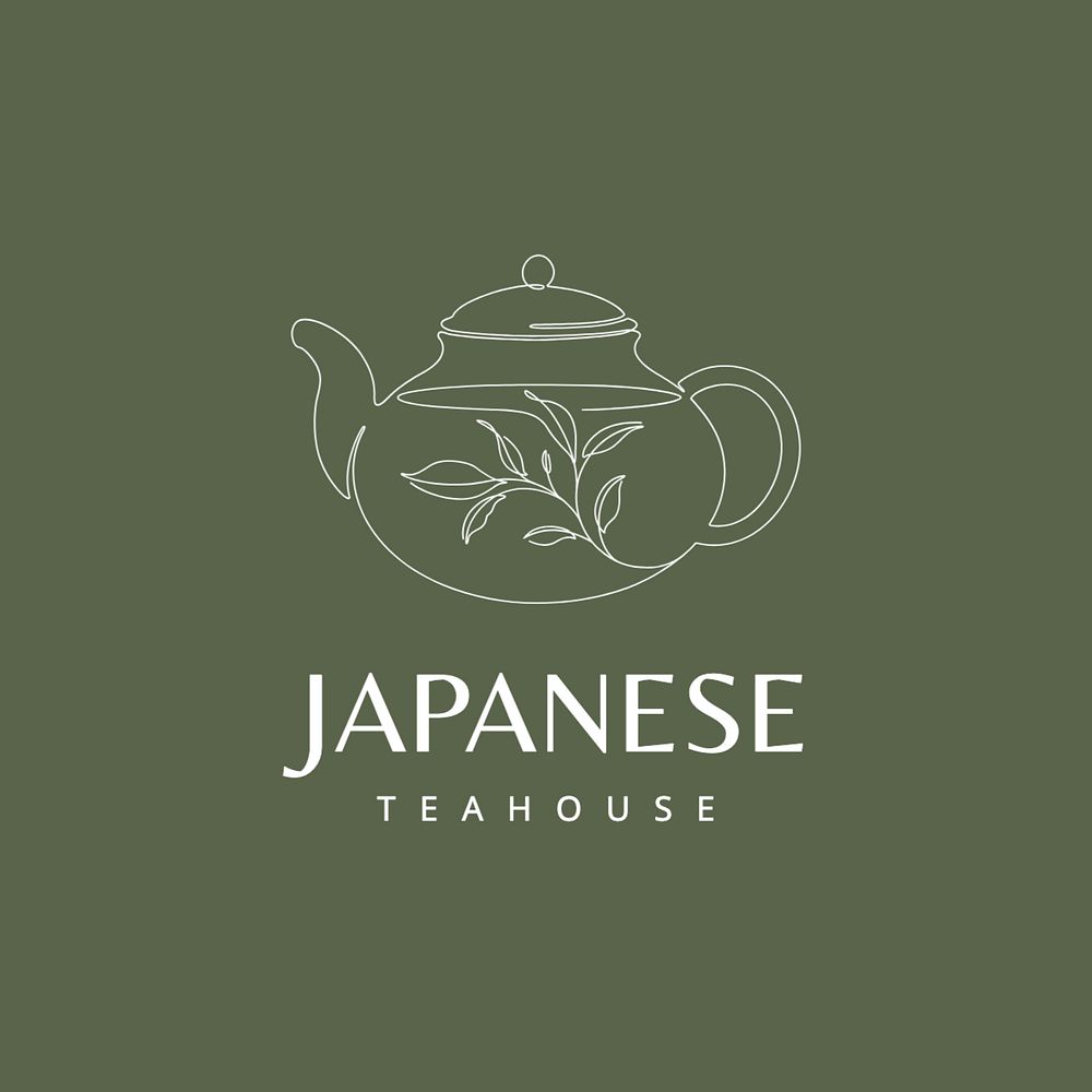 Japanese teahouse logo template, editable text