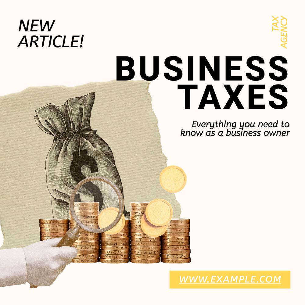 Business tax  Instagram post template, editable text