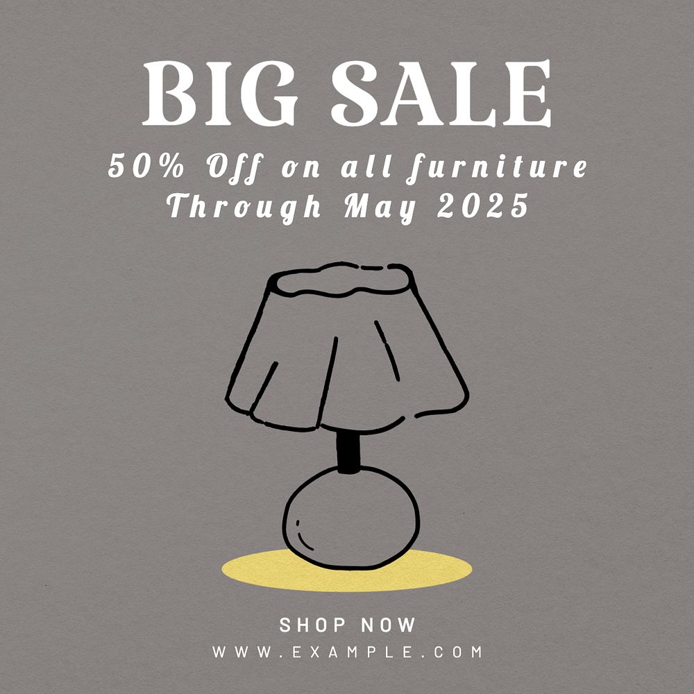 Furniture sale Instagram post template, editable text