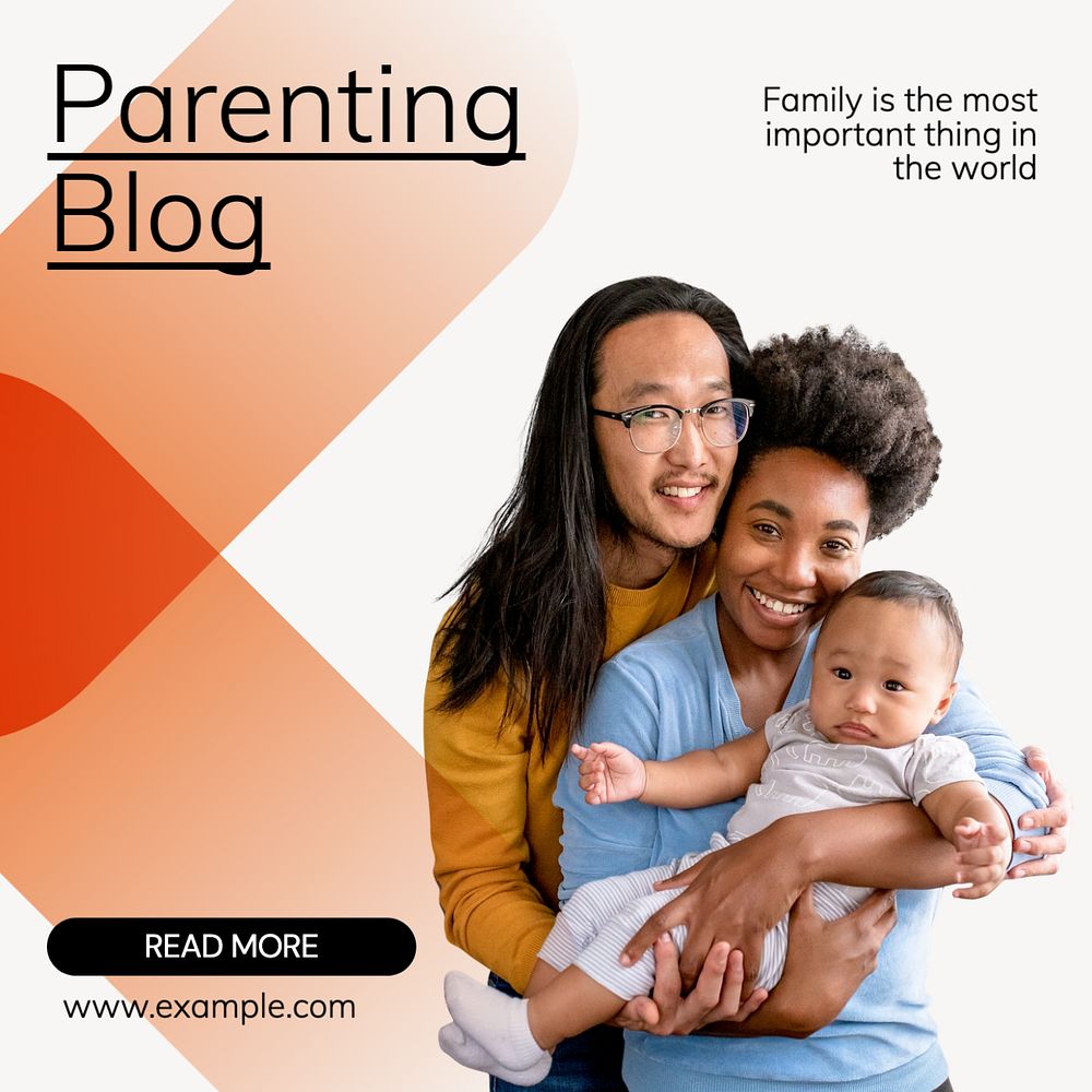 Parenting blog Instagram post template, editable text