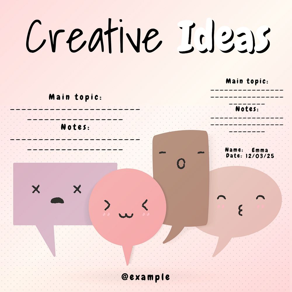 Creative notes Instagram post template, editable text