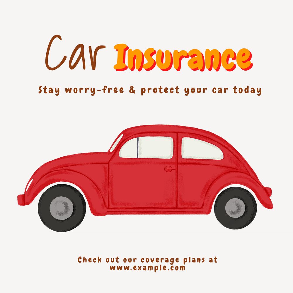 Car insurance Instagram post template, editable text