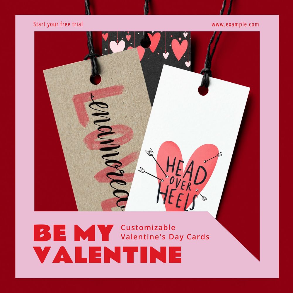 Be my valentine Instagram post template, editable text