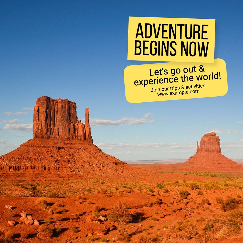 Adventure & travel Instagram post template, editable text