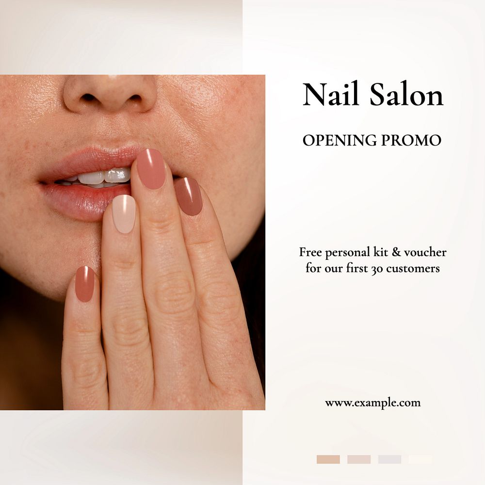 Nail salon  Instagram post template, editable text