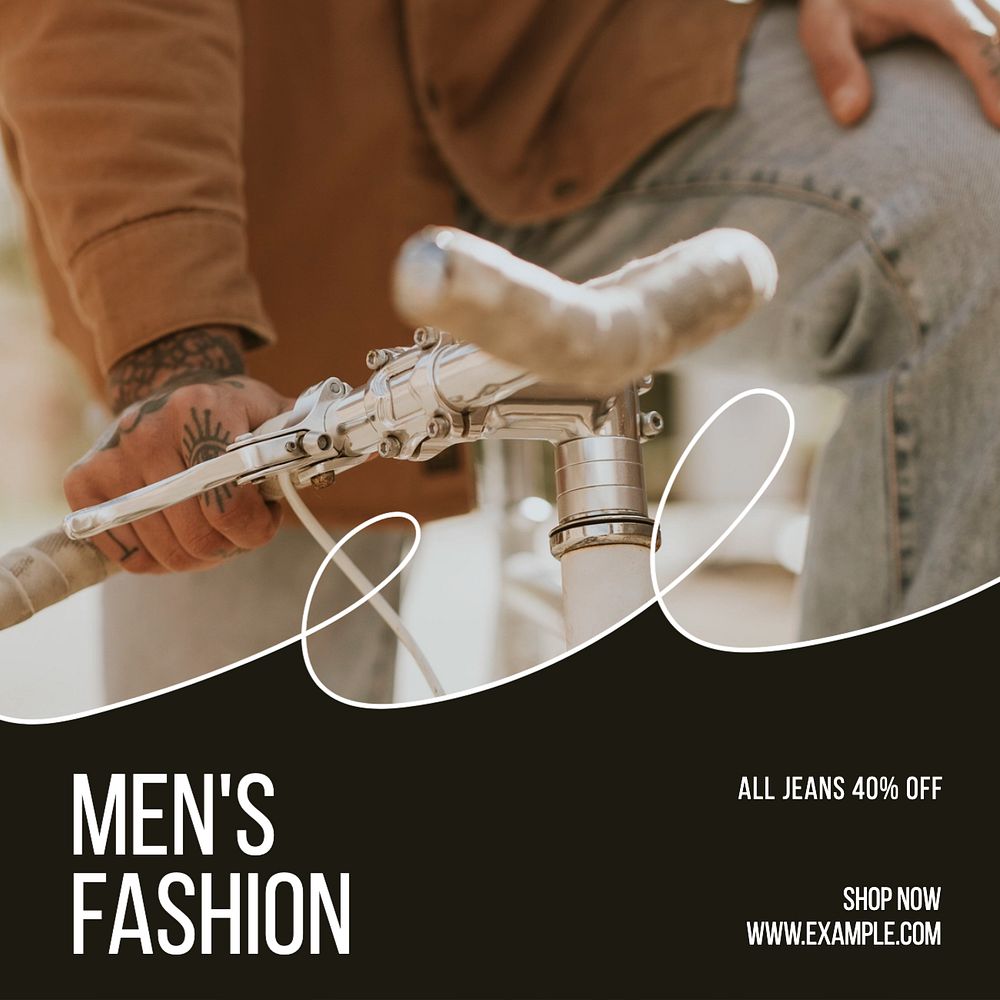 Men's fashion Instagram post template, editable text