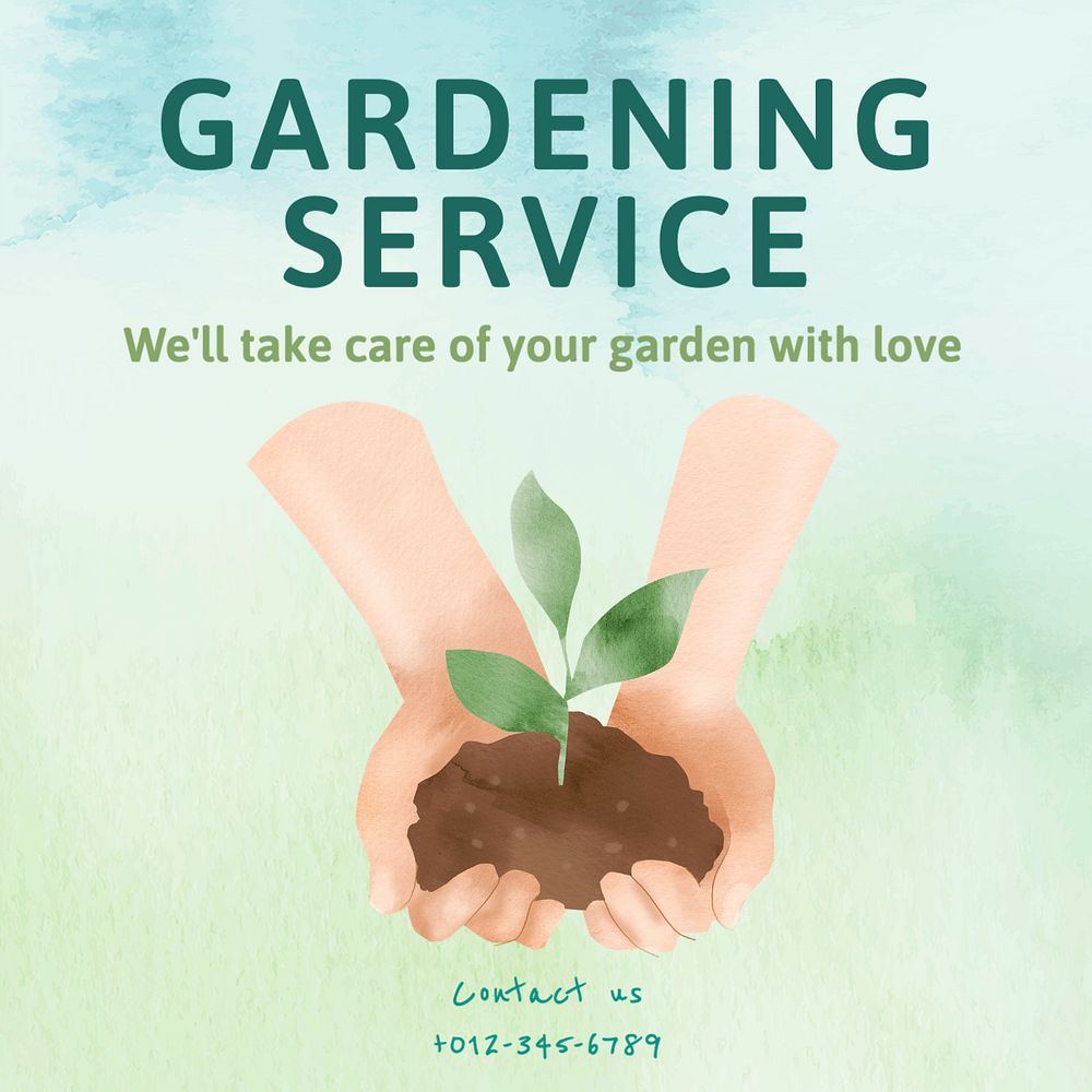 Gardening service  Instagram post template, editable text