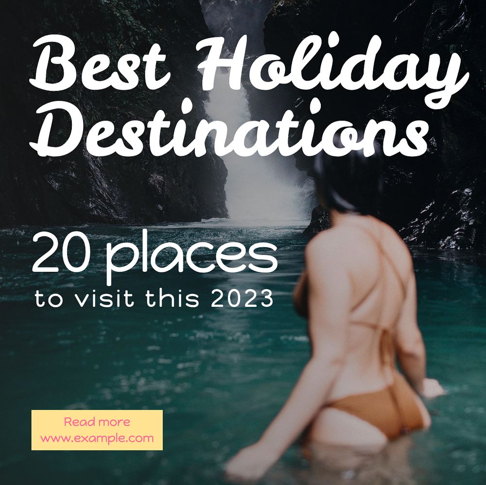 Best holiday destinations Instagram post template, editable text