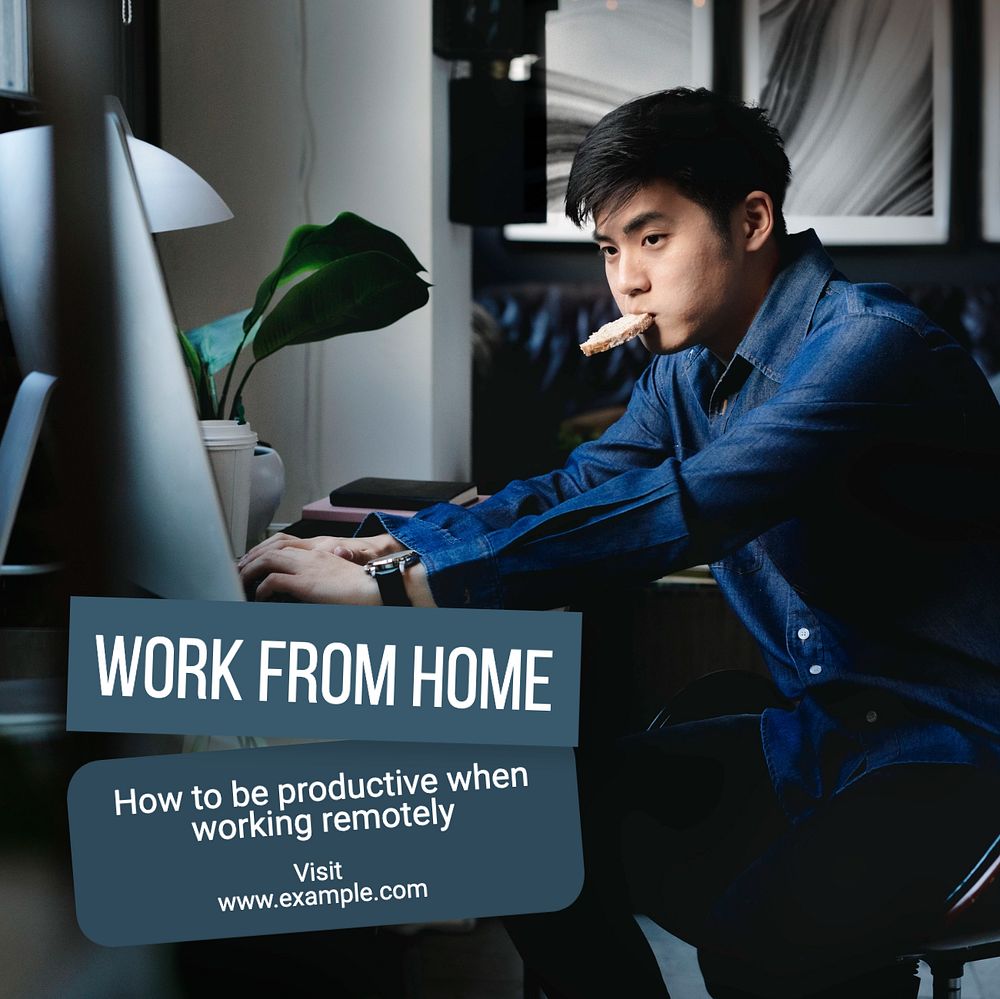 Work from home Instagram post template, editable text