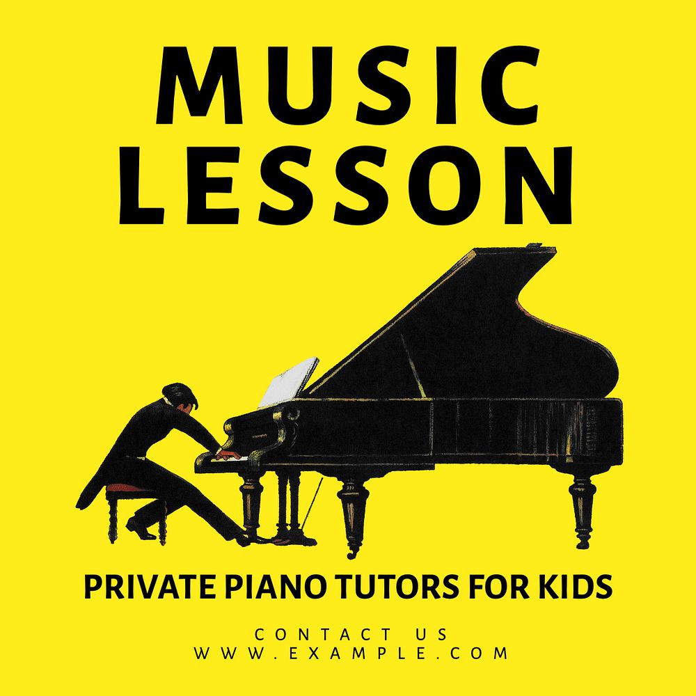 Music lesson Instagram post template, editable text