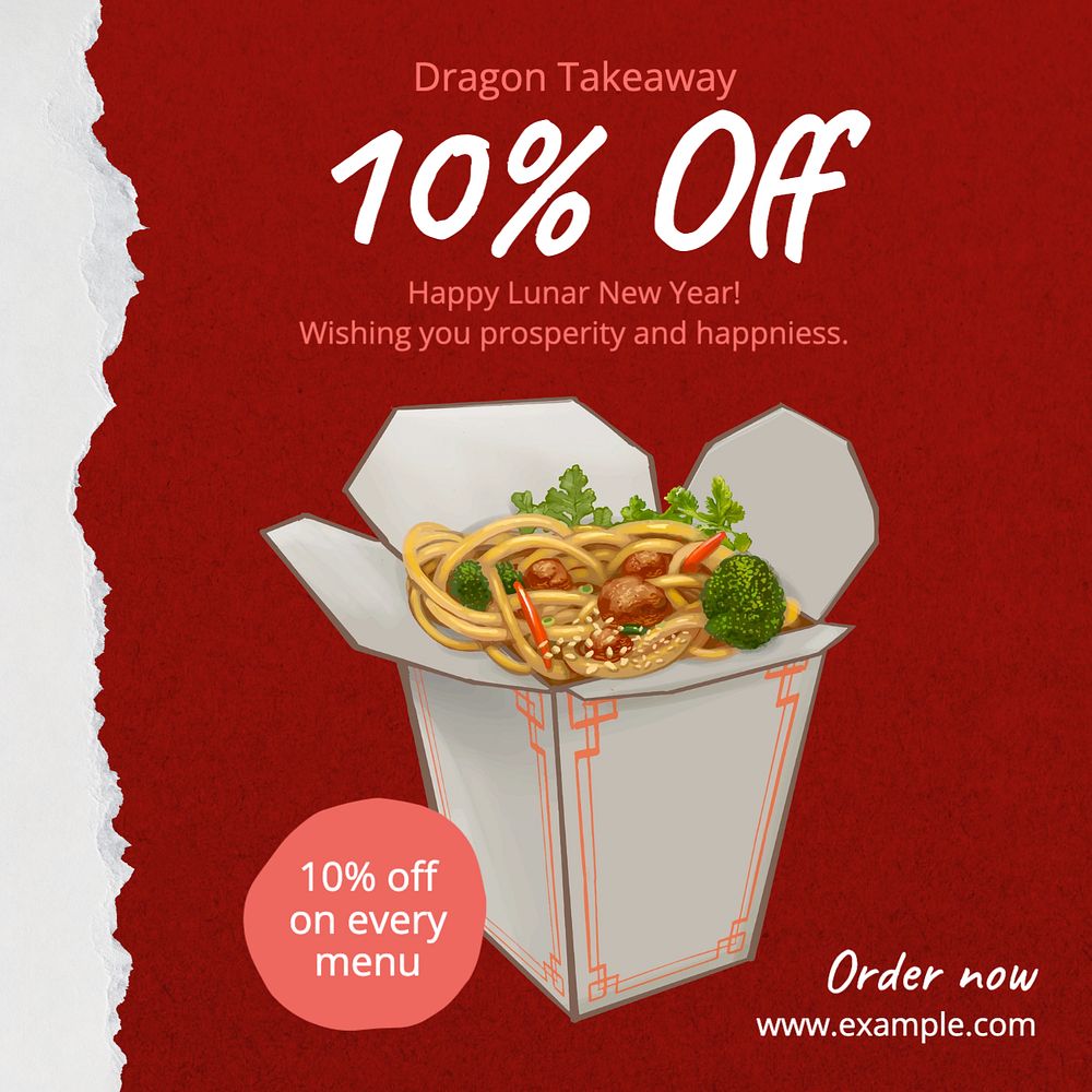 Restaurant promotion  Instagram post template, editable text