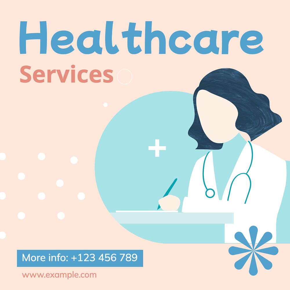 Healthcare Services  Instagram post template, editable text