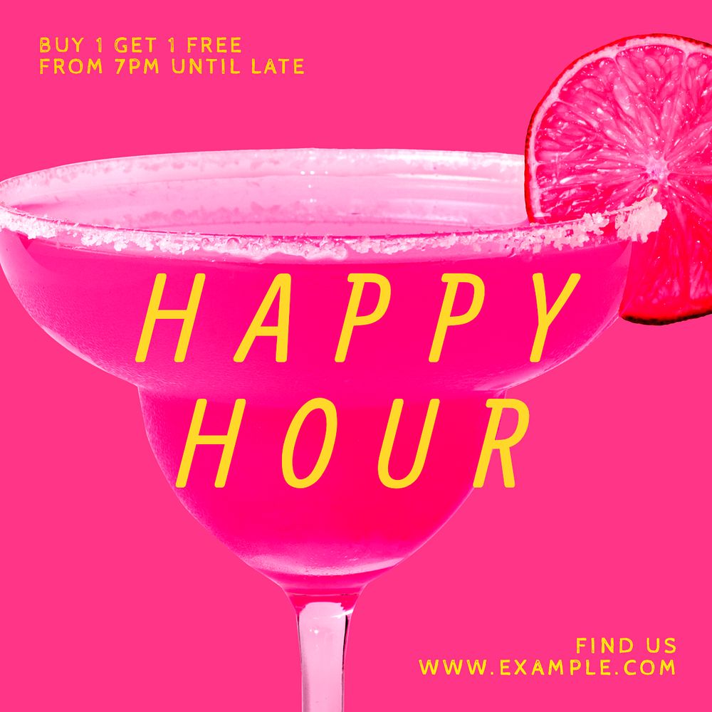 Happy hour Instagram post template, editable text