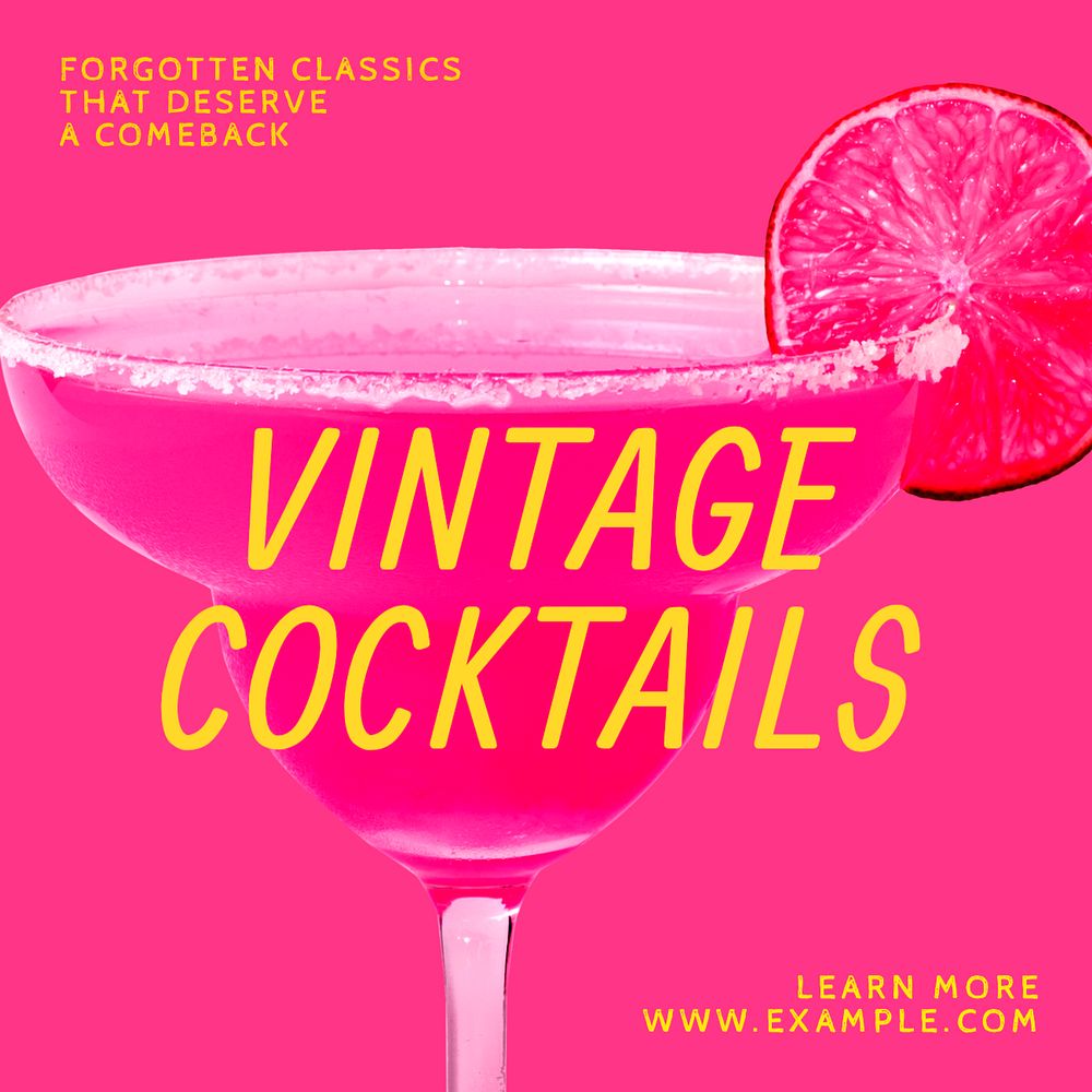 Vintage cocktails Instagram post template, editable text