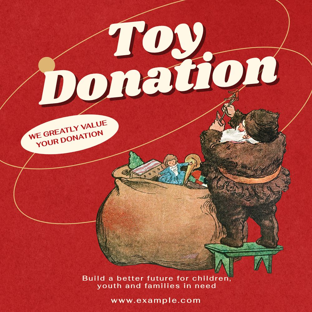 Toy donation Instagram post template, editable text