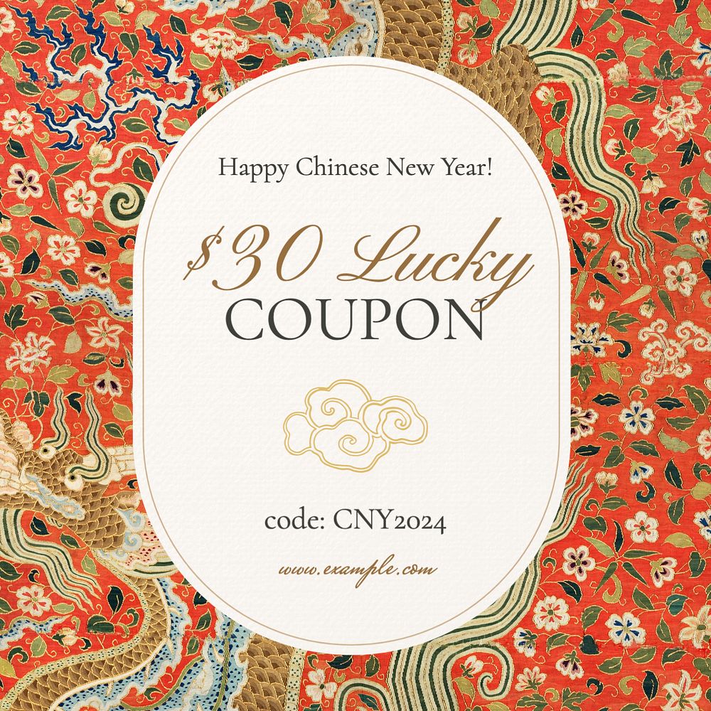 Lucky coupon Instagram post template, editable text