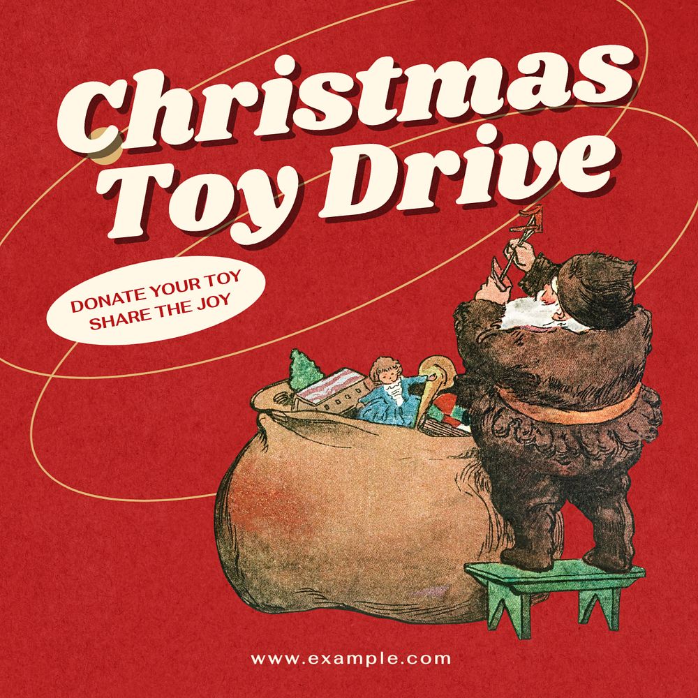 Christmas toy drive Instagram post template, editable text