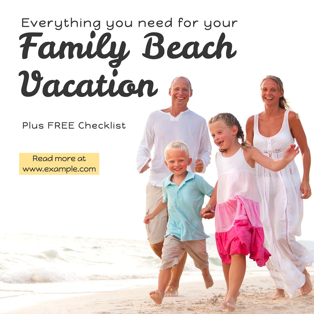 Family vacation Instagram post template, editable text