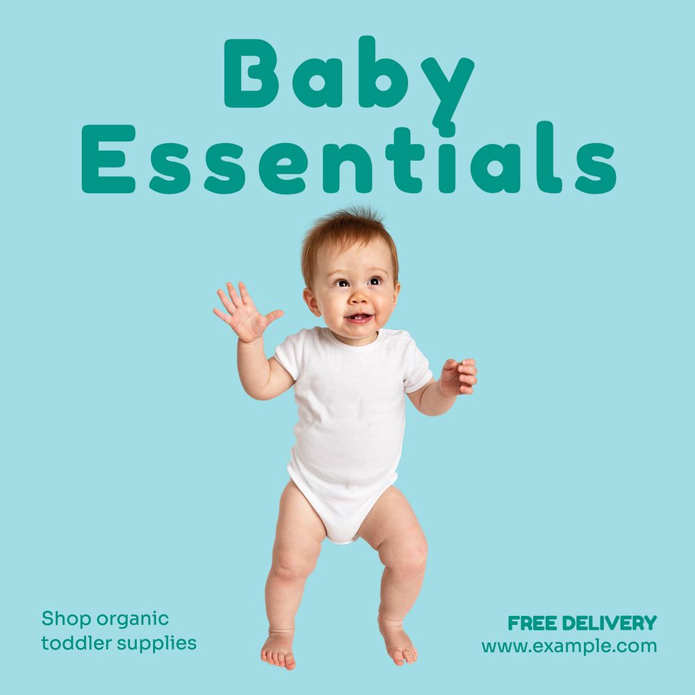 Baby essentials Instagram post template, editable text