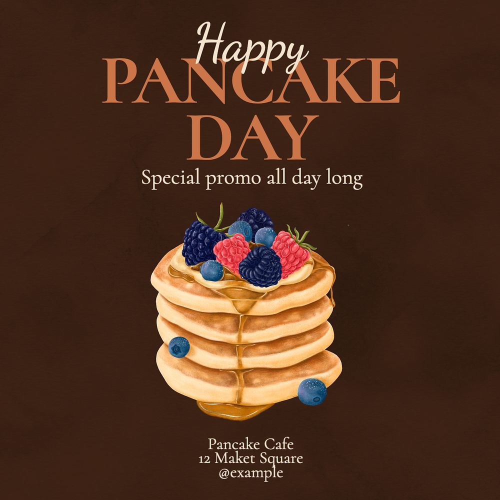 Pancake day  Instagram post template, editable text