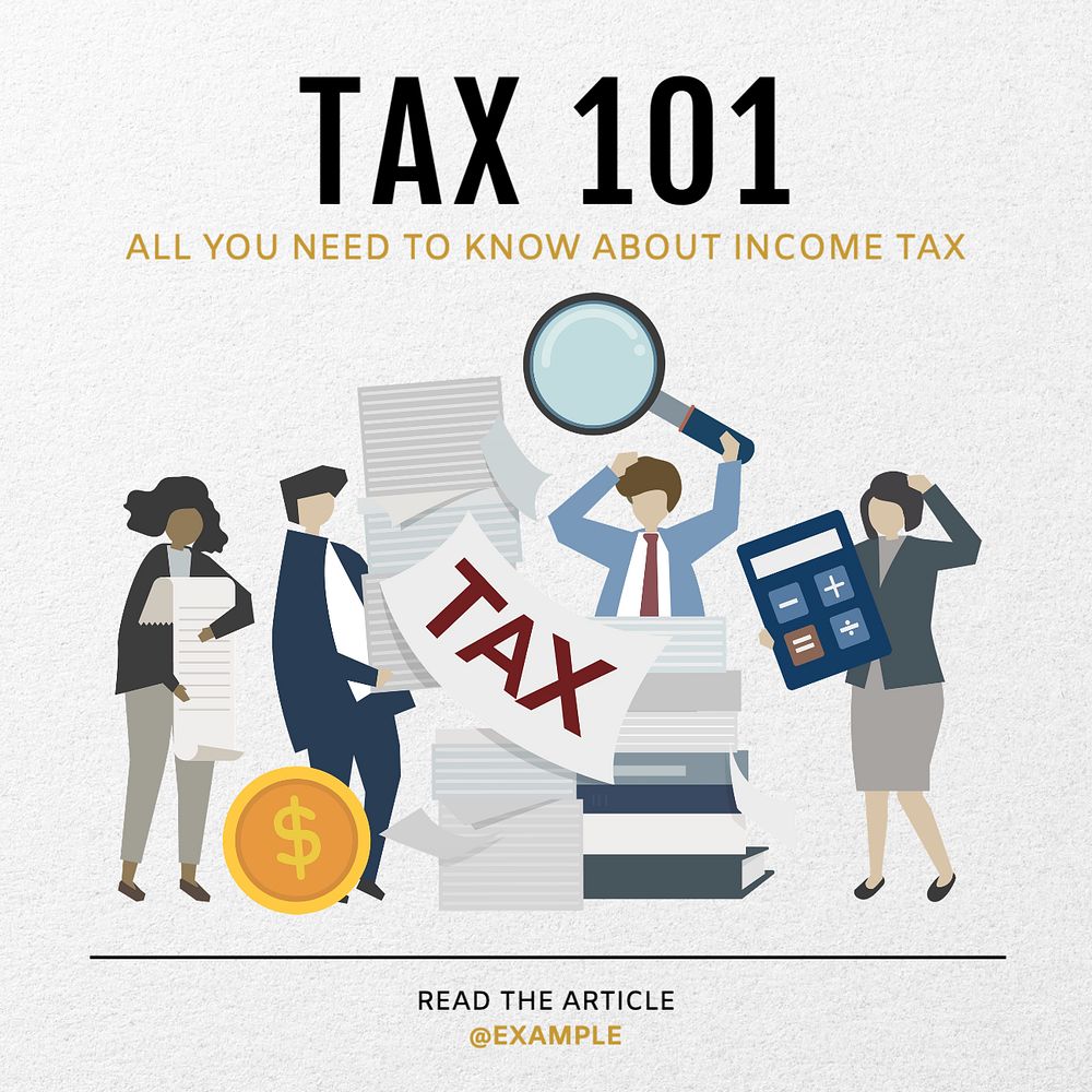 Income tax Instagram post template, editable text